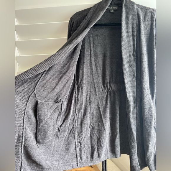 BAREFOOT DREAMS CozyChic Drape Rib Cardigan Ultra Lite Carbon Gray - Picture 5 of 16